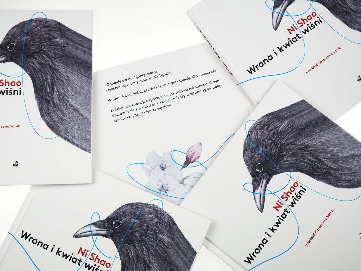 Wrona i kwiat wiśni